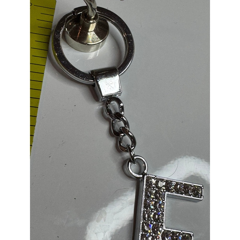 Silver Rhinestone Initial Letter F Keychain Charm Personalized Sparkle Pendant - Picture 6 of 10